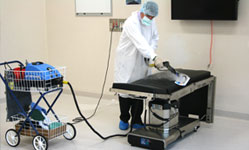 Sanitise operating theatre bed and equipment to prevent infection outbreak